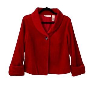 First Issue Liz Claiborne red wide wale corduroy lined one button jacket S